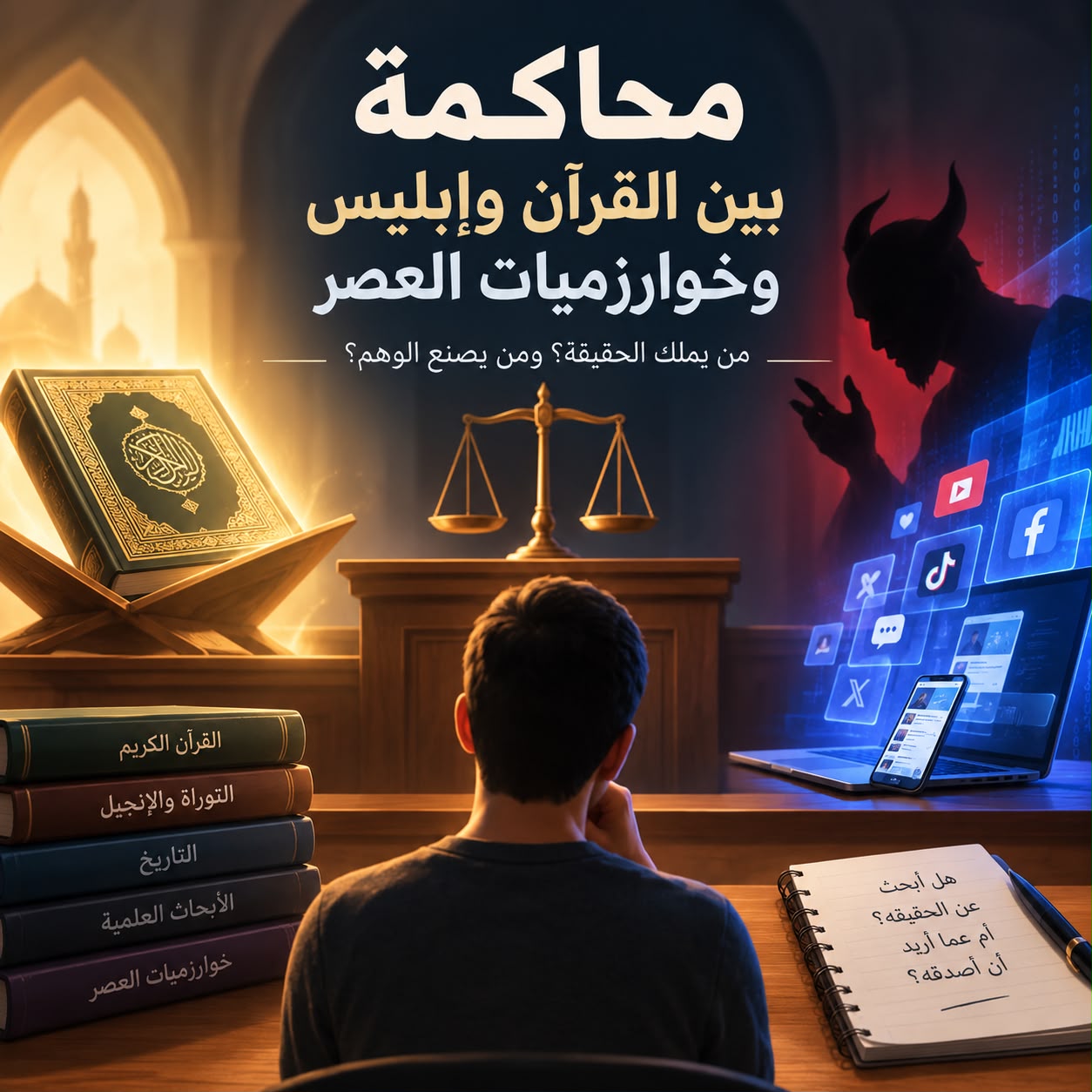 محاكمة بين القرآن وإبليس وخوارزميات العصر