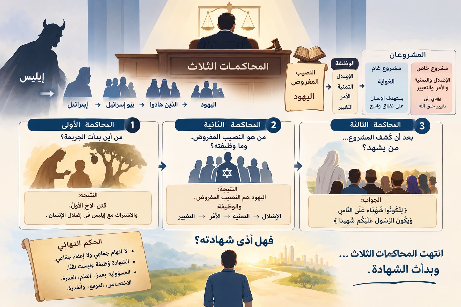 المحاكمات الثلاث: من بداية الجريمة إلى النصيب المفروض، ثم محاكمة الشهود